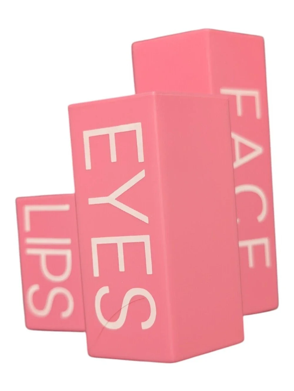 Cosmetics Storage Container “Lips, Eyes, Face” makeup Brush Holder Pink